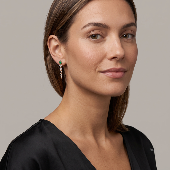 Grace Sapphire 14K (or 18k upon request) Yellow Gold Diamond Drop Earrings