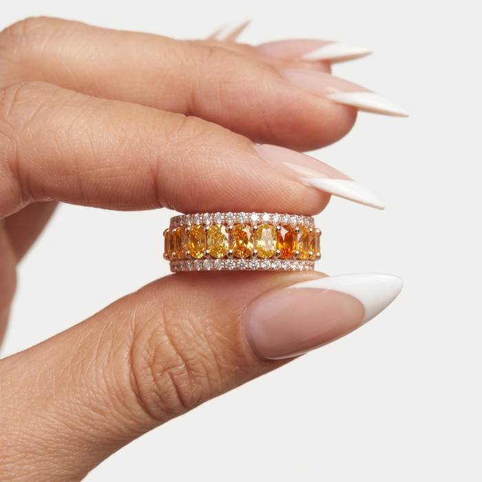Colorful Gemstone 14K Diamond Band Ring