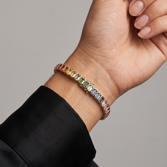 Chromatic Baguette 14K Yellow Gold Gemstone Bracelet