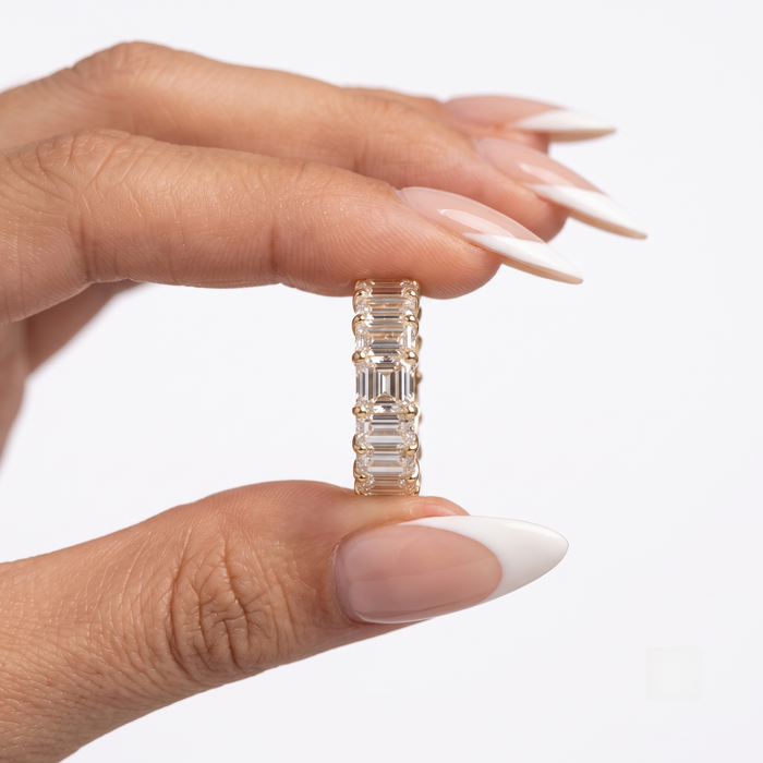 Three Carat Emerald Cut Eternity Band Ring in 14K Gold
