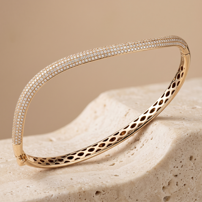 Radiant Mist Diamond Bangle Bracelet in 14K Yellow Gold