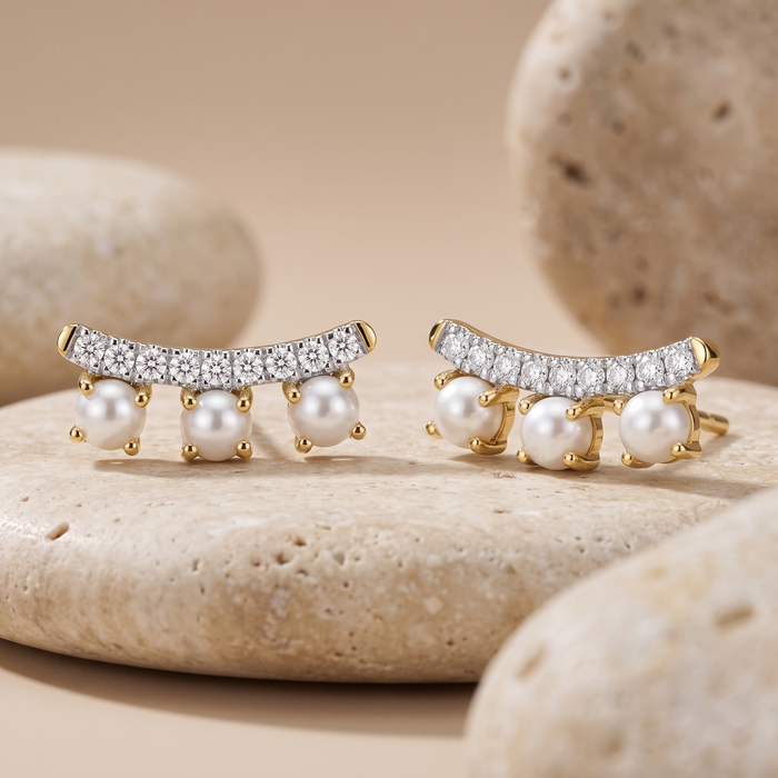 Pear Diamond Stud Earrings in 14K Yellow Gold