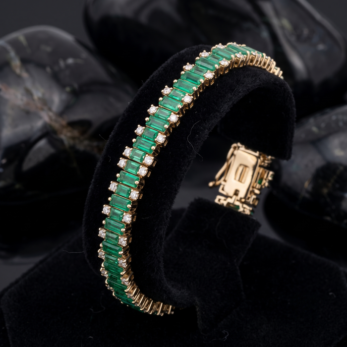 Emerald Line Diamond Accent 14K Gold Tennis Bracelet