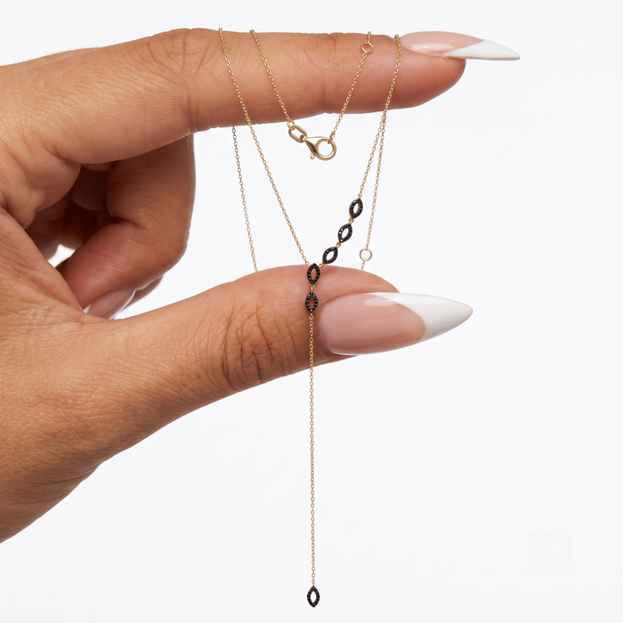 Brilliance Weave Diamond Lariat Necklace in 14K Yellow Gold
