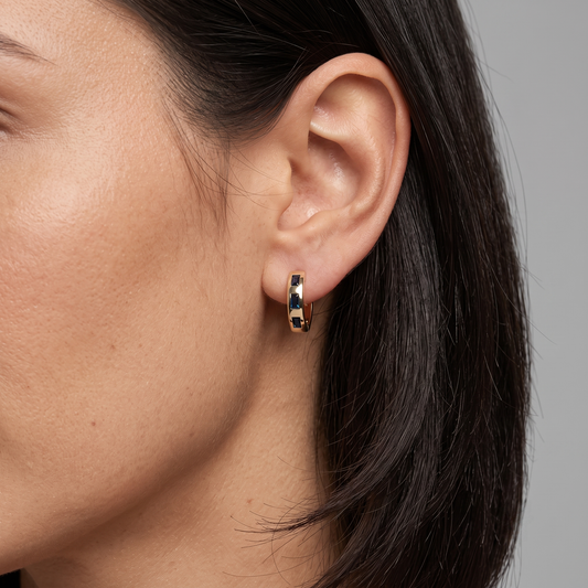 Eternal Gemstone Huggies Earrings in 14K Yellow Gold
