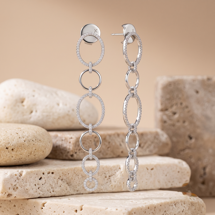 Elegant Diamond Danglers Drop Earrings in 14K Yellow Gold