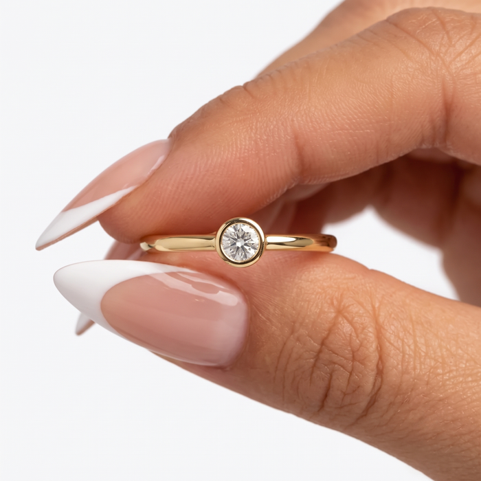 Solitaire Bezel Diamond Ring in 14K Yellow Gold