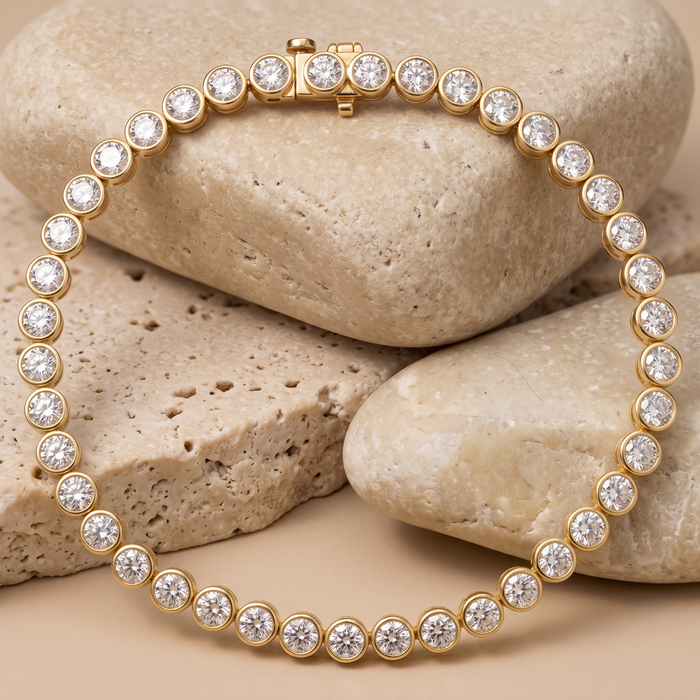 Round Diamond Tennis Bracelet in 14K Yellow Gold