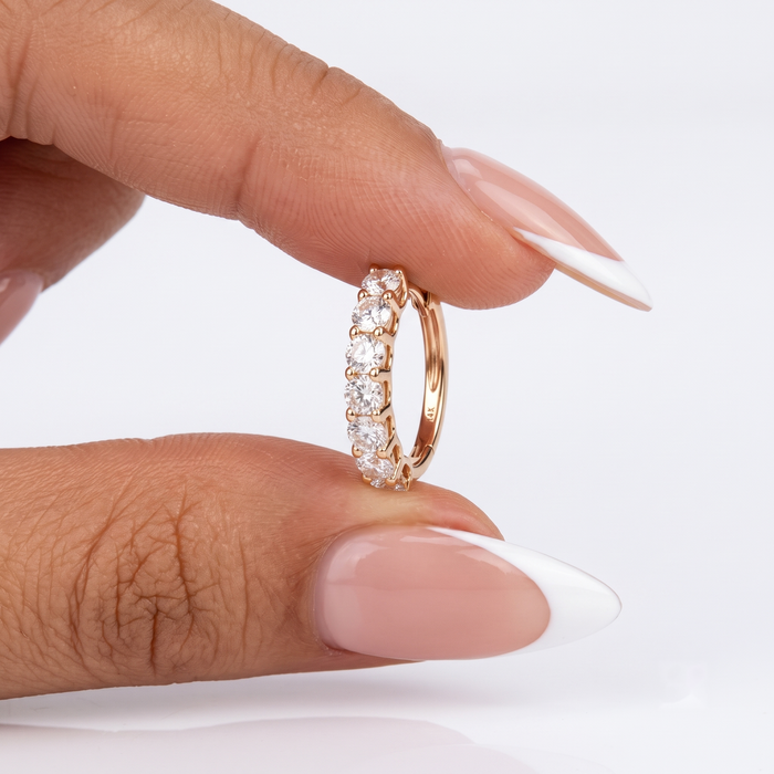 Round Diamond Huggie Hoop Earrings in 14K Gold