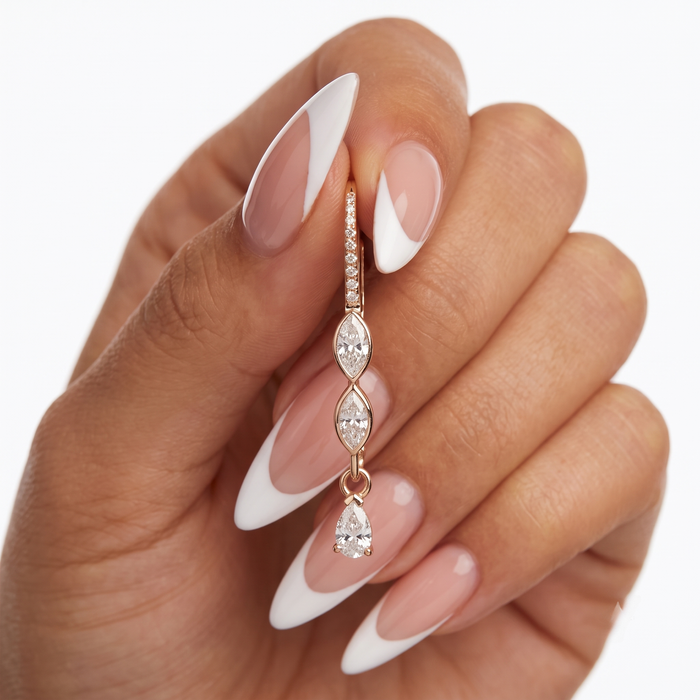 Trio Cut Marquise Pear Diamond Drop Earrings in 14K Gold