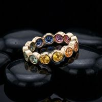 Multi-Color Gemstone 14K Gold Bezel Eternity Ring