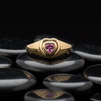 Minimal Heart 14K Pink Sapphire Ring