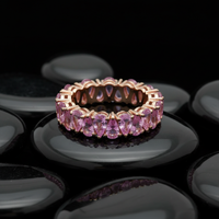 Pear Cut Pink Sapphire 14K Rose Gold Eternity Ring
