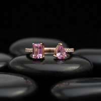 Open-Style Pink Sapphire 14K Gold Diamond Accent Ring