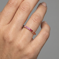 Ombre Pink Sapphire 14K (18K Custom) Rose Gold Eternity Band Ring