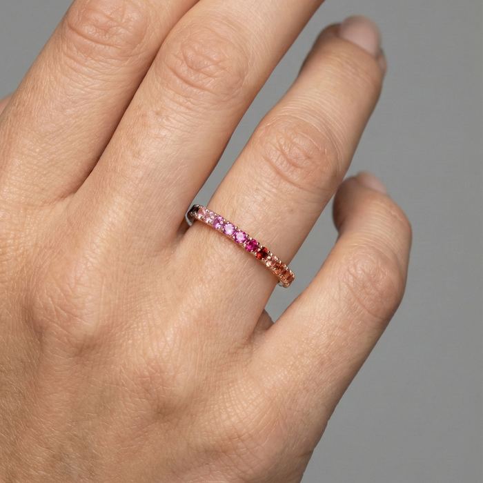 Ombre Pink Sapphire 14K (18K Custom) Rose Gold Band Ring