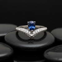 Oval Blue Sapphire 14K Diamond Accent Ring