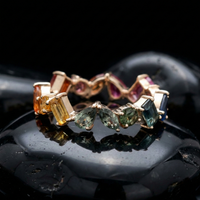 Multi-Color Mixed Shape 14K Gemstone Eternity Band Ring