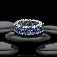 Luxurious Blue Sapphire 14K Diamond Eternity Ring