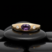 Elegant Amethyst Diamond 14K Gold Ring