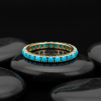 Round Turquoise 14K Eternity Stackable Band Ring