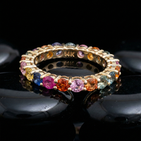Spectrum Multi-Color Sapphire 14K (18K Custom) Gold Eternity Ring