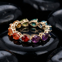 Multi-Color Sapphire & Garnet 14K Gold Eternity Ring