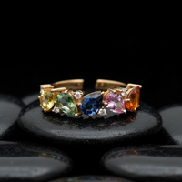 Multi-Color Sapphire & Diamond 14K Gold Band Ring