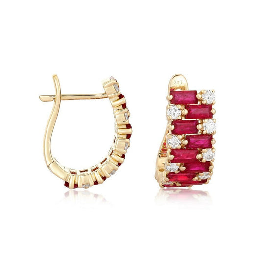 Golden Bliss Gemstone Huggies Earrings in 14K Yellow Gold