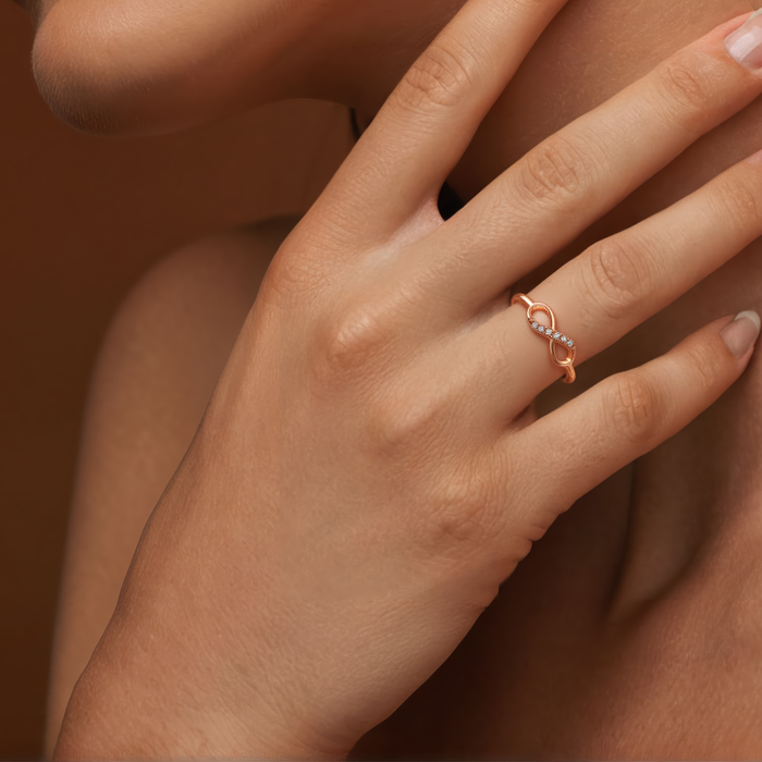 Round Diamond Infinity Pave Set Diamond Ring in 14K Gold