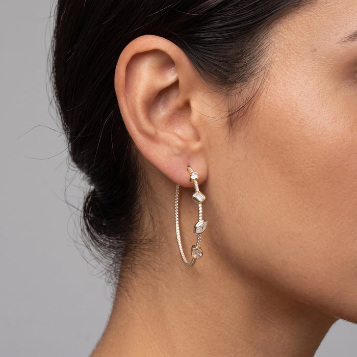 Spring Bloom Hoops Diamond Earrings in 14K Yellow Gold