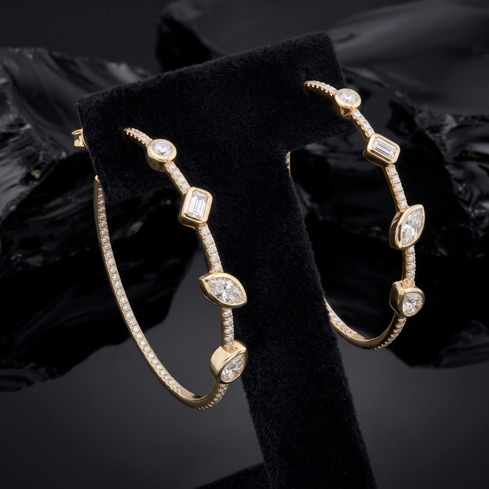 Spring Bloom Hoops Diamond Earrings in 14K Yellow Gold