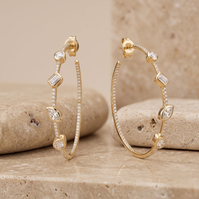 Spring Bloom Hoops Diamond Earrings in 14K Yellow Gold
