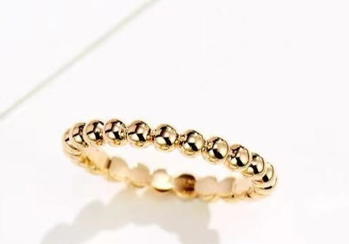 Minimalist Beaded Stacking Ring in 14K Gold