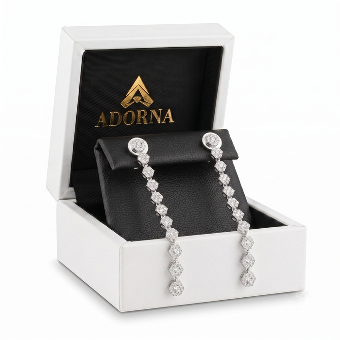 Elegant Hexagon 14K (or 18k upon request) Yellow Gold Diamond Drop Earrings	Elegant Hexagon Diamond Drop Earrings in 14K Yellow Gold