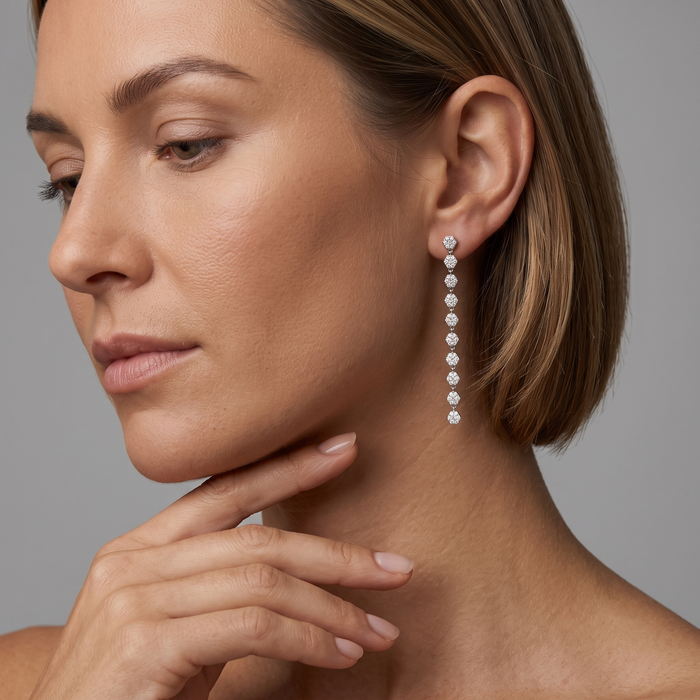Elegant Hexagon 14K (or 18k upon request) Yellow Gold Diamond Drop Earrings	Elegant Hexagon Diamond Drop Earrings in 14K Yellow Gold
