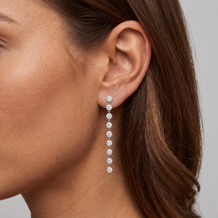 Elegant Hexagon 14K (or 18k upon request) Yellow Gold Diamond Drop Earrings	Elegant Hexagon Diamond Drop Earrings in 14K Yellow Gold