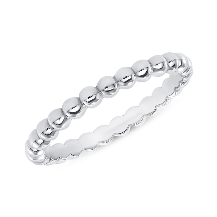 Polished Beaded Stackable Round Shape Diamond Ring in 14K Gold