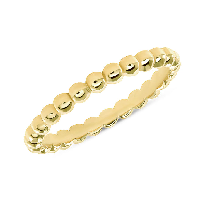 Polished Beaded Stackable Round Shape Diamond Ring in 14K Gold