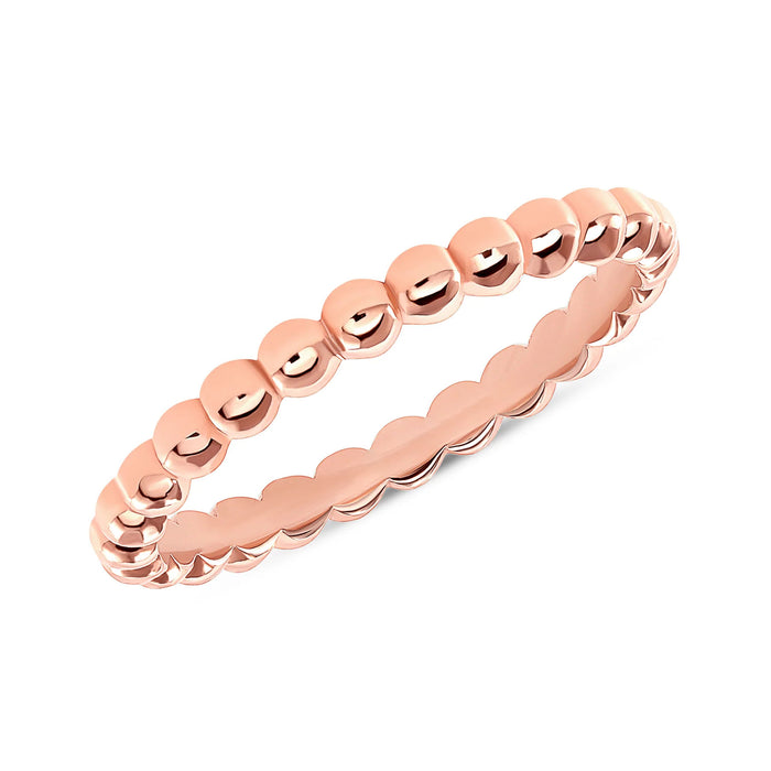 Polished Beaded Stackable Round Shape Diamond Ring in 14K Gold