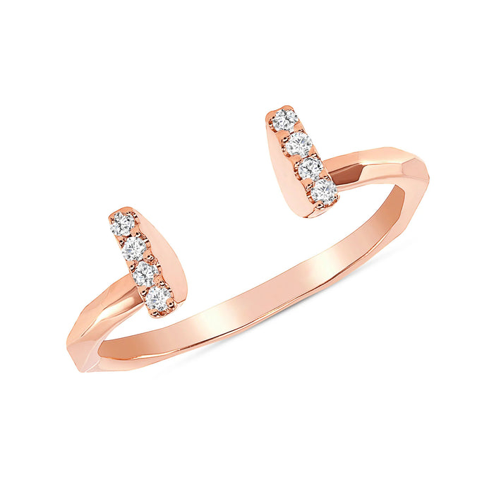 Open Baguette Split Bar Diamond Ring in 14K Gold