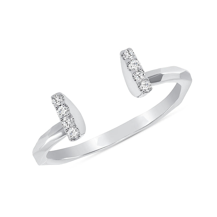 Open Baguette Split Bar Diamond Ring in 14K Gold