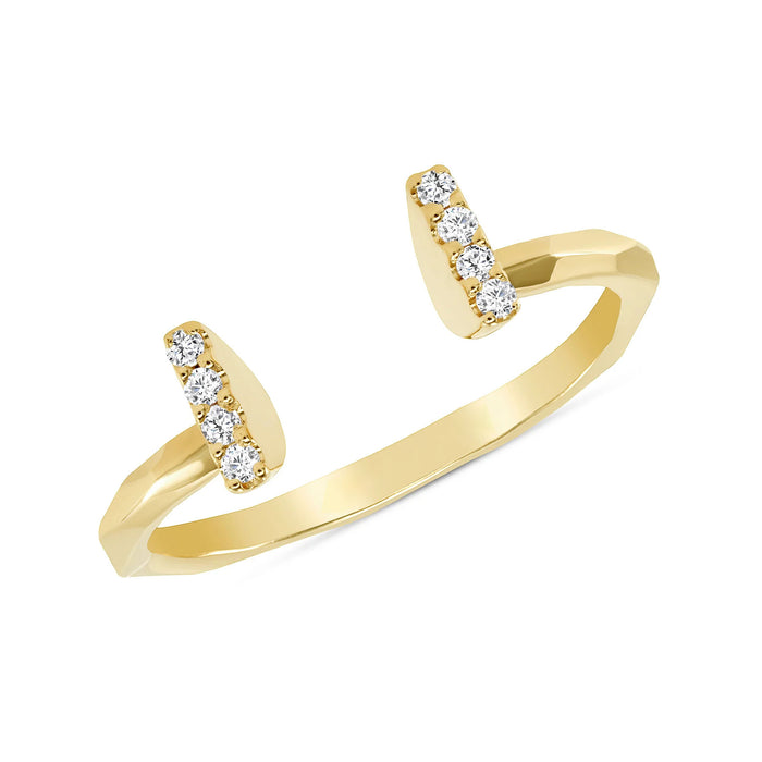 Open Baguette Split Bar Diamond Ring in 14K Gold