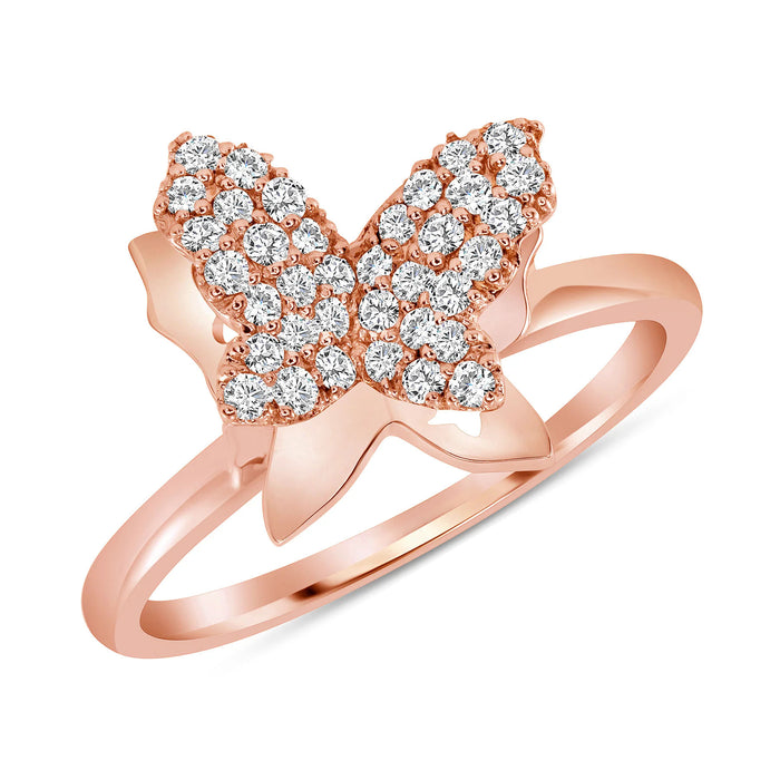 Diamond Butterfly Statement Pave Ring in 14K Gold
