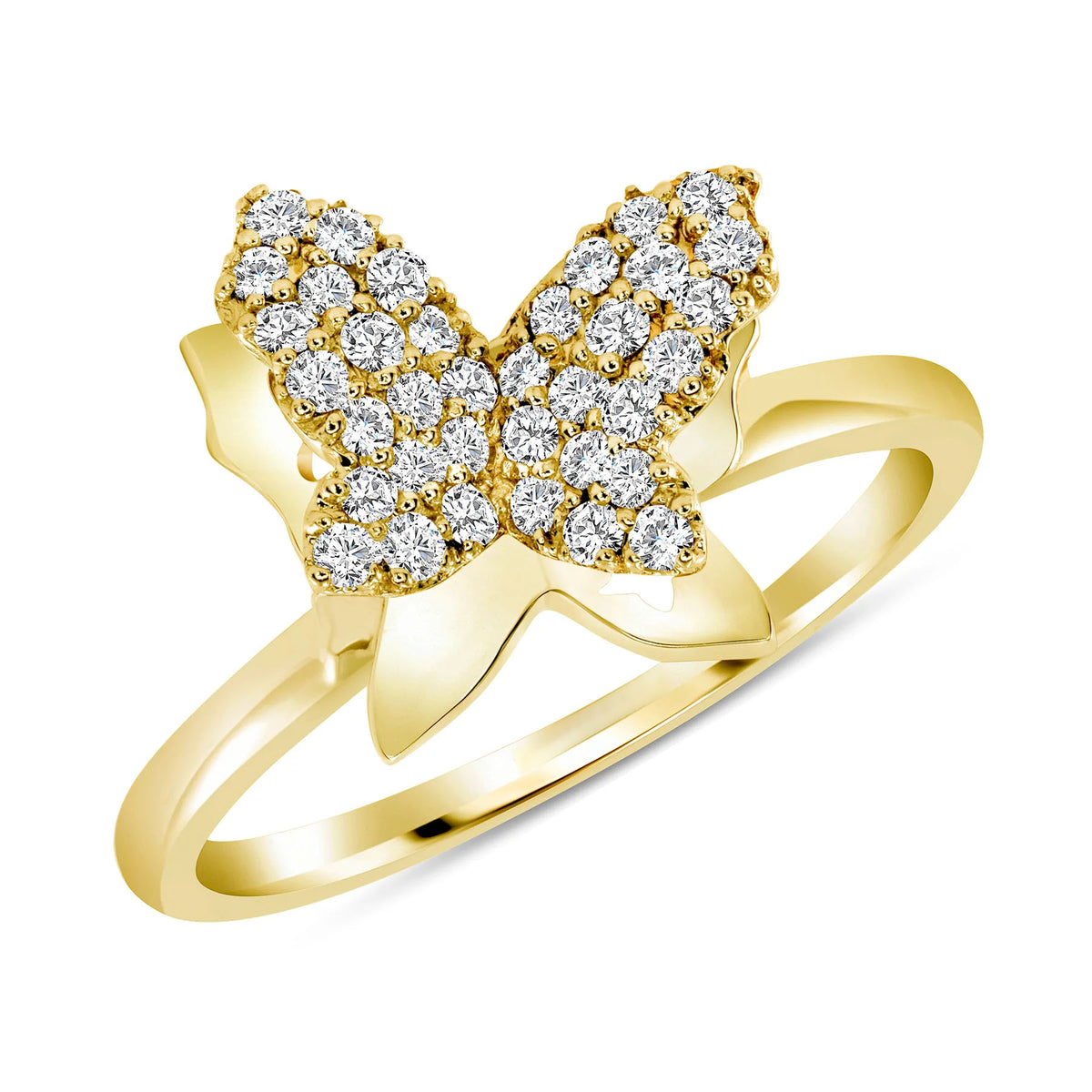 Diamond Butterfly Statement Pave Ring in 14K Gold
