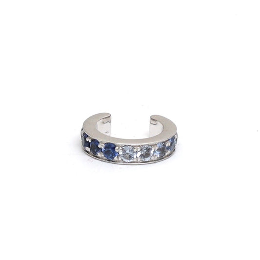 Blue Sapphire 14K  (18K Custom) White Gold Ear Cuff
