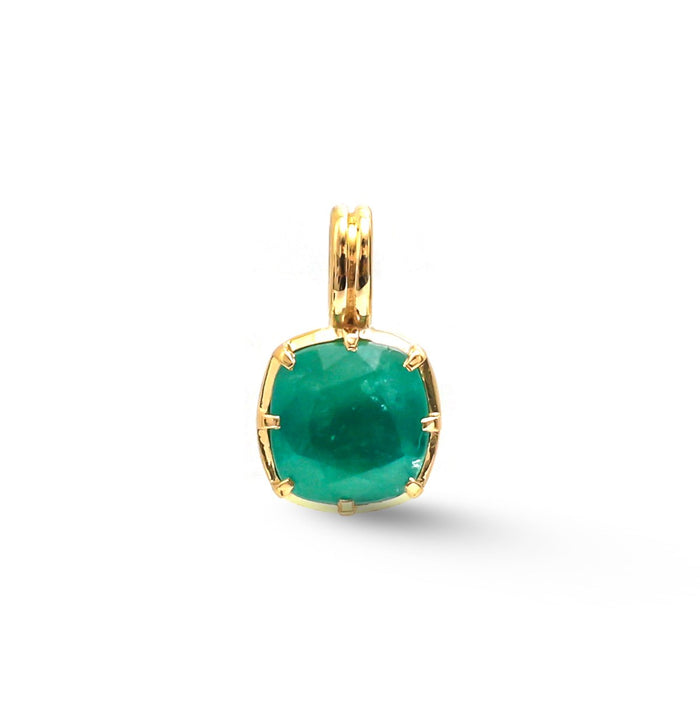Regal Cushion Emerald 18K Yellow Gold Pendant Necklace