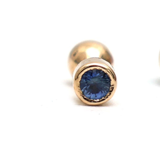 Blue Sapphire 14K(18K Custom) Yellow Gold Solitaire Stud Earring