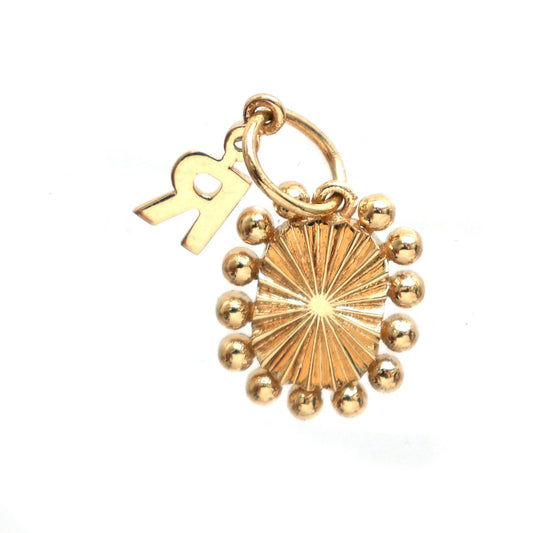 Sunburst Charm Diamond 18K Yellow Gold Pendant Necklace