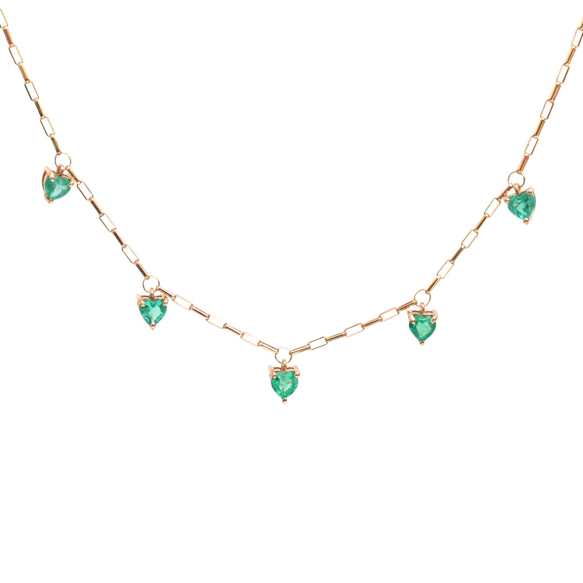 Delicate Emerald Heart 18K Yellow Gold Necklace